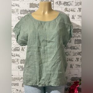 Casual Green Linen Blouse for Women 100% Linen